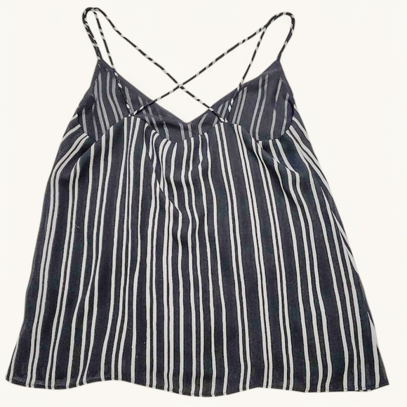 H&M‎ Striped Cross-Back Tank Top – Black & White, Size 4 - Picture 5 of 6